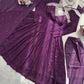 Thread Work Vichitra Silk Anarkali Set with Dupatta
