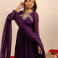 Thread Work Vichitra Silk Anarkali Set with Dupatta