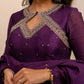 Thread Work Vichitra Silk Anarkali Set with Dupatta