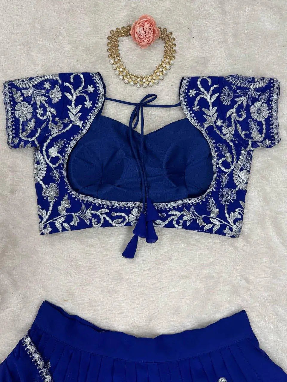 Thread and Sequin Work Georgette Lehenga Saree Set