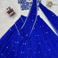 Thread and Sequin Work Georgette Lehenga Saree Set