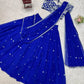 Thread and Sequin Work Georgette Lehenga Saree Set