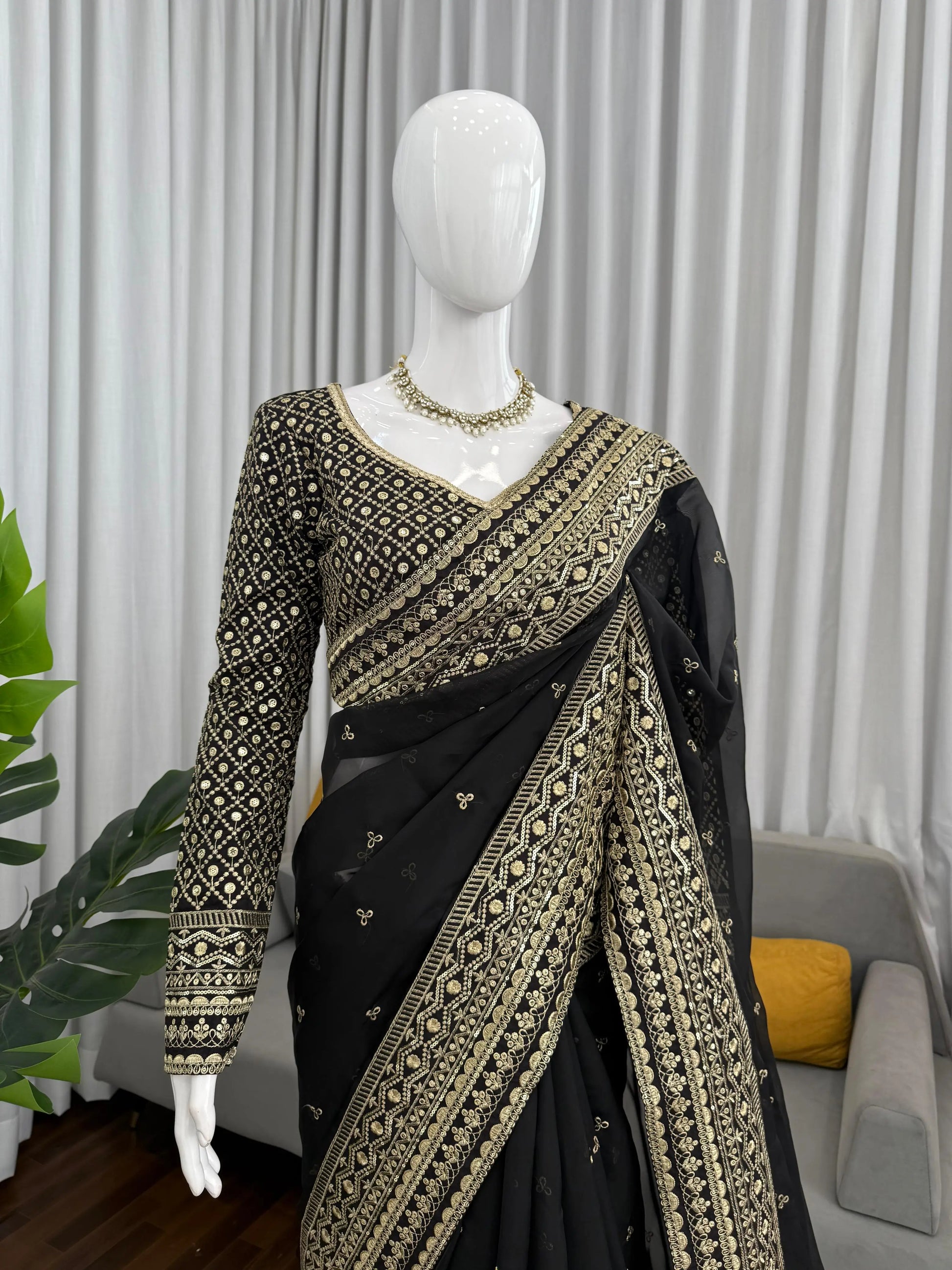 Tibby Silk Embroidered Designer Saree