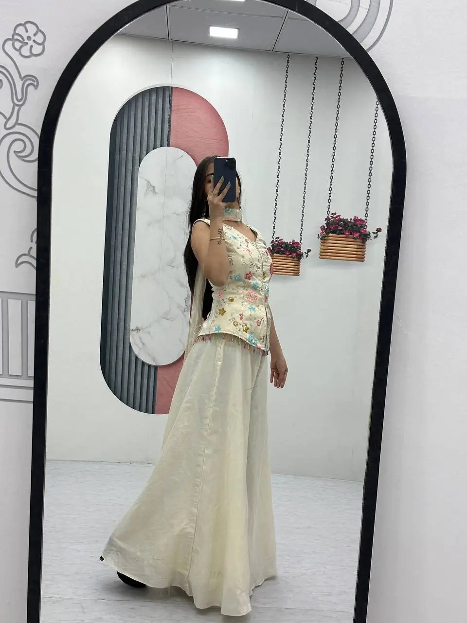 Tissue Simmer Embroidered Palazzo Set