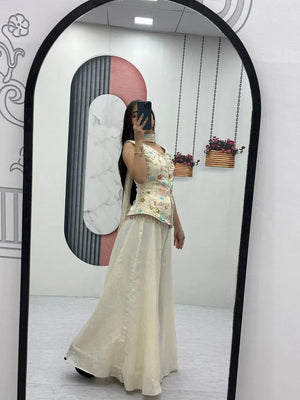 Tissue Simmer Embroidered Palazzo Set