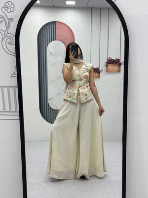 Tissue Simmer Embroidered Palazzo Set
