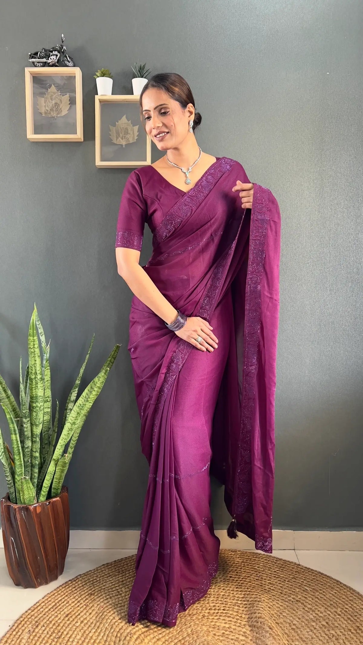 Tone-on-Tone Georgette Saree