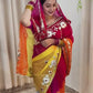 Traditional Bandhani Style Chiffon Saree with Gota patti Work
