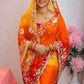 Traditional Bandhani Style Chiffon Saree with Gota patti Work