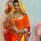 Traditional Bandhani Style Chiffon Saree with Gota patti Work