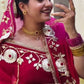 Traditional Bandhani Style Chiffon Saree with Gota patti Work