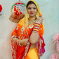 Traditional Bandhani Style Chiffon Saree with Gota patti Work