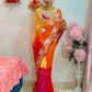 Traditional Bandhani Style Chiffon Saree with Gota patti Work