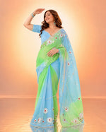 Traditional Bandhani Style Chiffon Saree with Gota patti Work