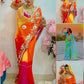 Traditional Bandhani Style Chiffon Saree with Gota patti Work