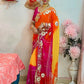 Traditional Bandhani Style Chiffon Saree with Gota patti Work