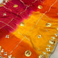 Traditional Bandhani Style Chiffon Saree with Gota patti Work