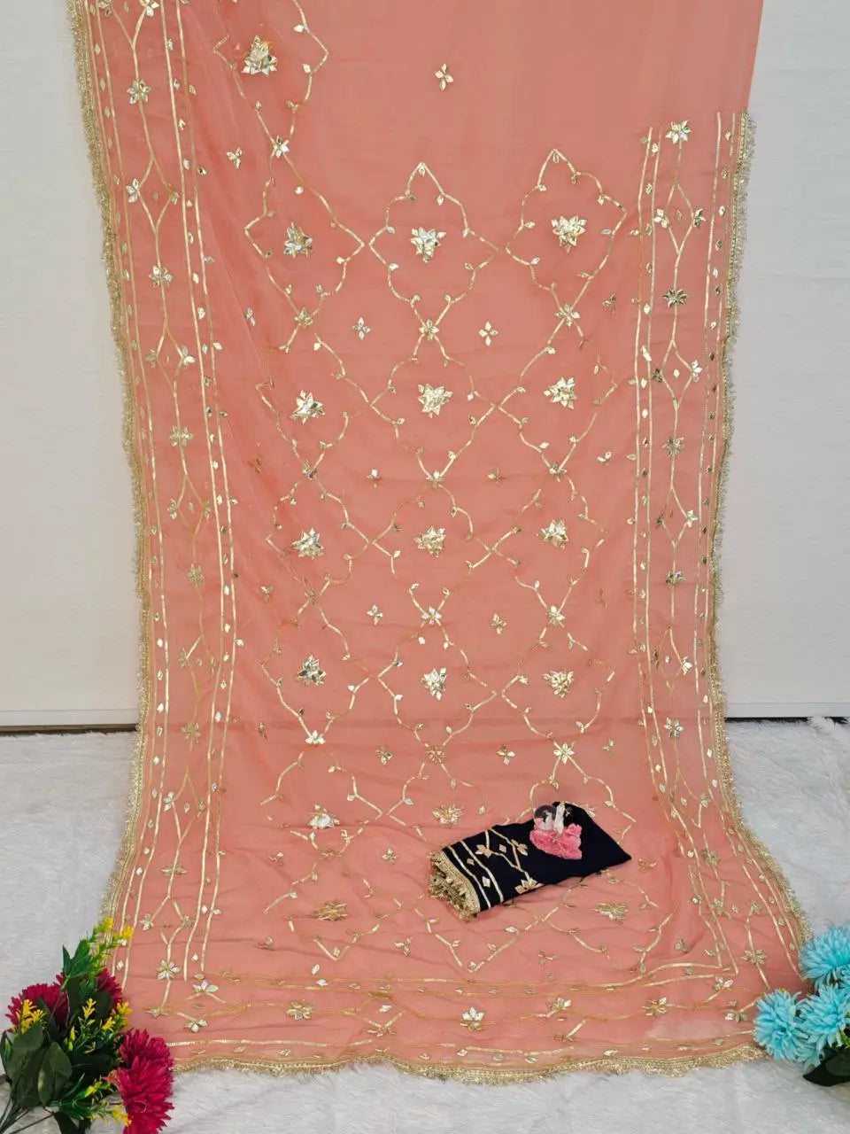 Traditional Rajasthani Hand Gota Patti Georgette Saree