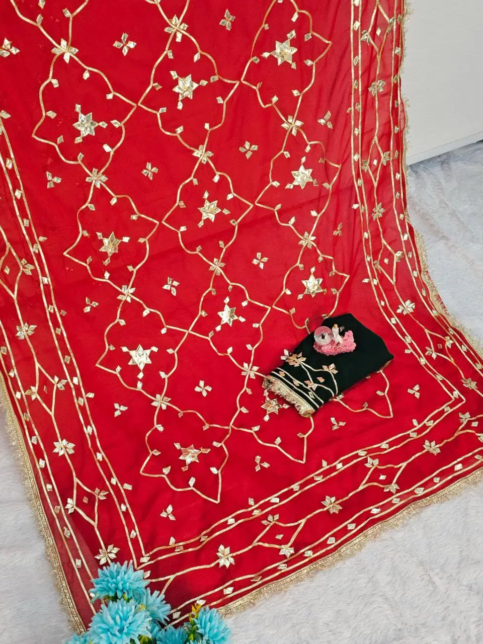 Traditional Rajasthani Hand Gota Patti Georgette Saree