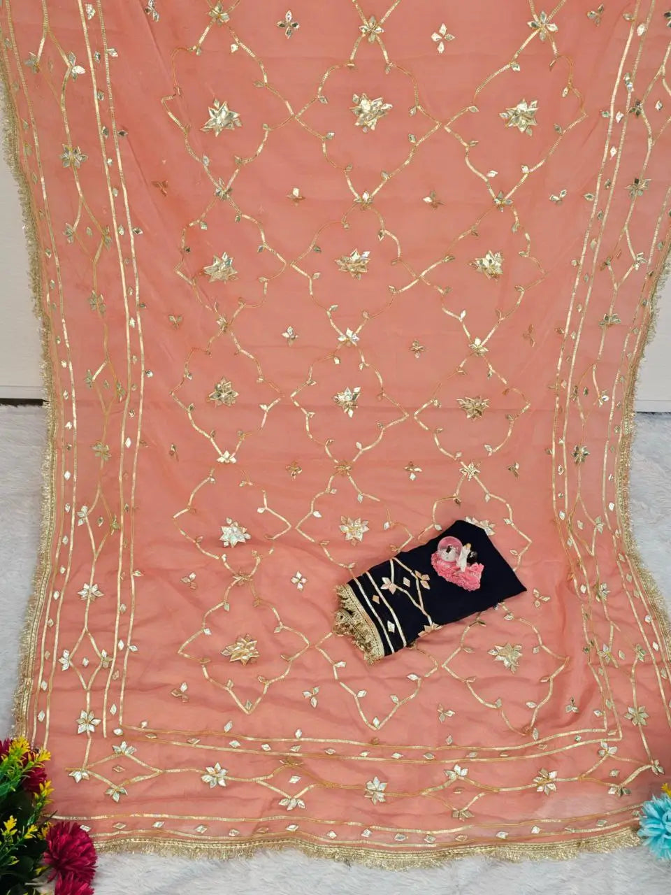 Traditional Rajasthani Hand Gota Patti Georgette Saree