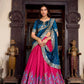Tussar Silk Foil Work Lehenga Set with Embroidered Dupatta