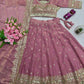 Two Tone Fandy Silk Embroidered Lehenga Choli Set for Wedding and Festive Wear