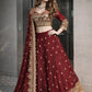 Two Tone Fandy Silk Embroidered Lehenga Choli Set for Wedding and Festive Wear