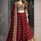 Two Tone Fandy Silk Embroidered Lehenga Choli Set for Wedding and Festive Wear