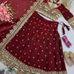 Two Tone Fandy Silk Embroidered Lehenga Choli Set for Wedding and Festive Wear