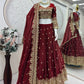 Two Tone Fandy Silk Embroidered Lehenga Choli Set for Wedding and Festive Wear