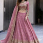 Two Tone Fandy Silk Embroidered Lehenga Choli Set for Wedding and Festive Wear