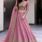 Two Tone Fandy Silk Embroidered Lehenga Choli Set for Wedding and Festive Wear