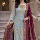 Two Tone Frendy Silk Embroidered Kurti Palazzo Set for Wedding and Festive Wear
