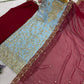 Two Tone Frendy Silk Embroidered Kurti Palazzo Set for Wedding and Festive Wear