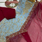Two Tone Frendy Silk Embroidered Kurti Palazzo Set for Wedding and Festive Wear