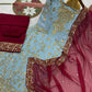 Two Tone Frendy Silk Embroidered Kurti Palazzo Set for Wedding and Festive Wear