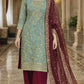 Two Tone Frendy Silk Embroidered Kurti Palazzo Set for Wedding and Festive Wear