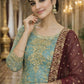 Two Tone Frendy Silk Embroidered Kurti Palazzo Set for Wedding and Festive Wear