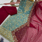 Two Tone Frendy Silk Embroidered Kurti Palazzo Set for Wedding and Festive Wear