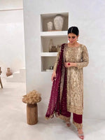 Two Tone Frendy Silk Embroidered Kurti Palazzo Set for Wedding and Festive Wear