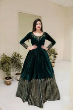 Velvet Embroidered Anarkali Set