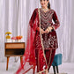 Velvet Embroidered Dhoti Suit Set