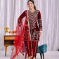 Velvet Embroidered Dhoti Suit Set