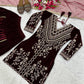 Velvet Embroidered Dhoti Suit Set