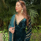 Velvet Embroidered Gown with Net Dupatta