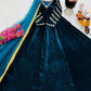 Velvet Embroidered Gown with Net Dupatta
