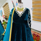 Velvet Embroidered Gown with Net Dupatta