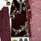 Velvet Embroidered Kurti with Farshi Salwar Set