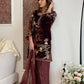 Velvet Embroidered Kurti with Farshi Salwar Set
