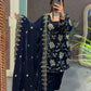 Velvet Embroidered Kurti with Farshi Salwar and Dupatta